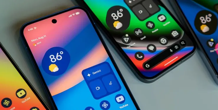 Pixel 10 models with different color home screens