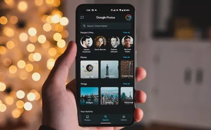 Search pane in Google Photos