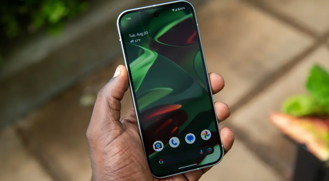 Tampilan layar Google Pixel 9 yang menunjukkan antarmuka pengguna