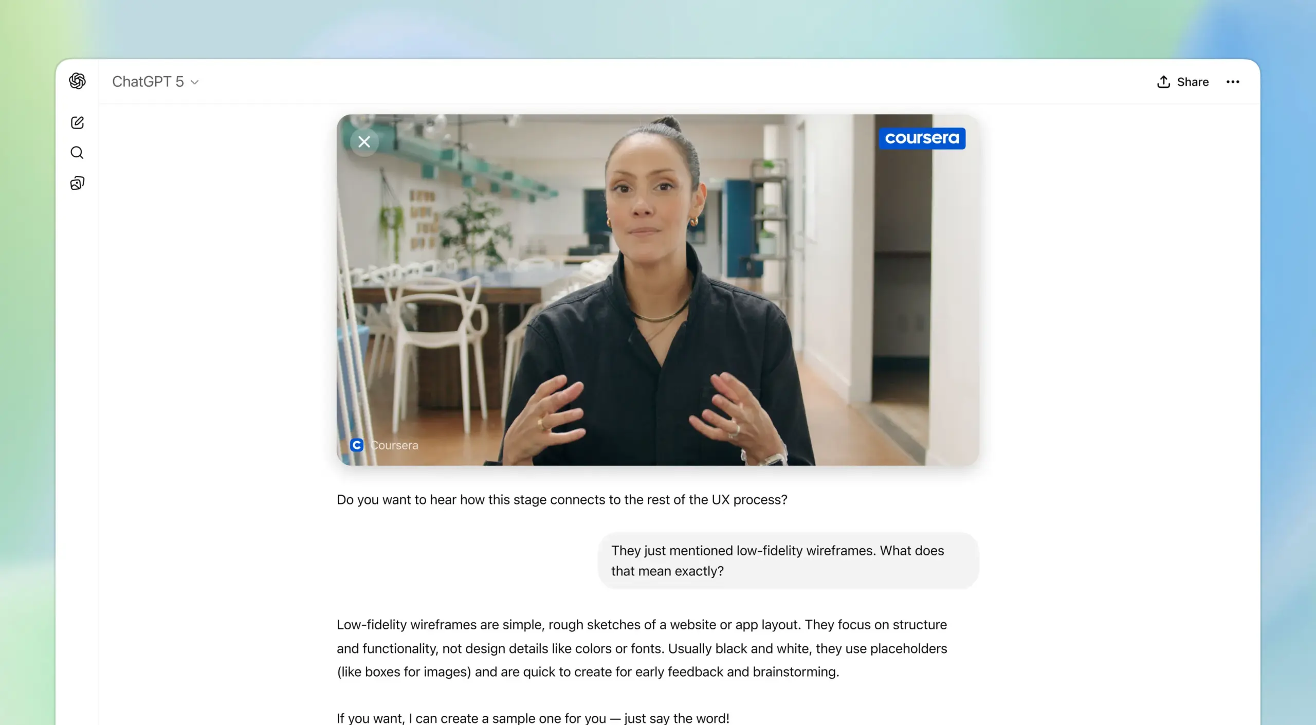 Coursera app in ChatGPT