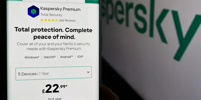 kaspersky purchase page displayed on a phone screen