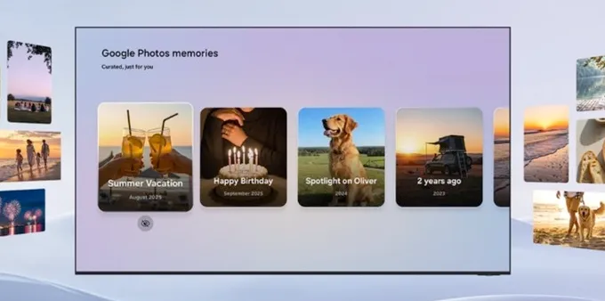 Tampilan Google Photos di TV Samsung.