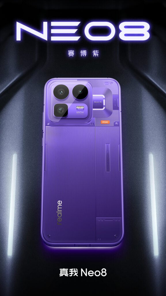 Wujud Realme Neo 8 Versi Cyber Purple Terungkap, Didukung Kamera Telefoto Periskop