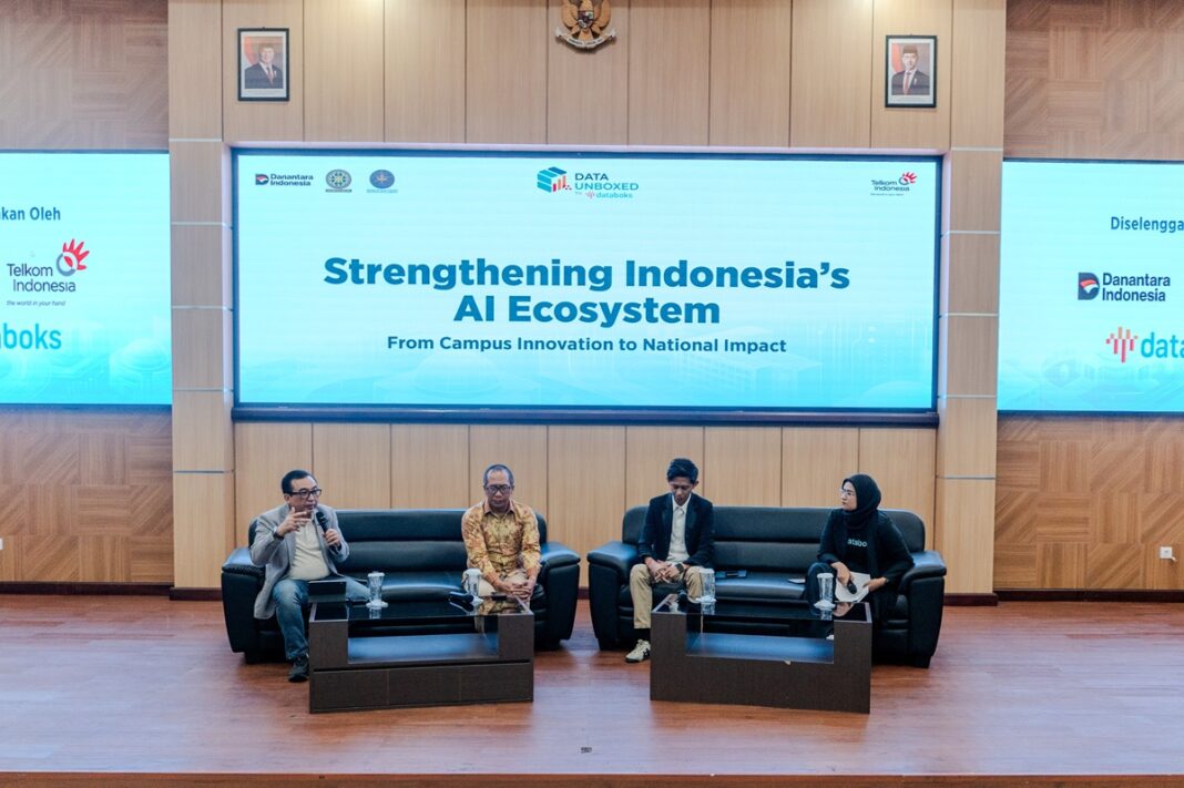 Program Data Unboxed @Campus bertajuk “Strengthening Indonesia’s AI Ecosystem: From Campus Innovation to National Impact” yang digelar di Auditorium Universitas Udayana, Bali, Jumat (10/4).